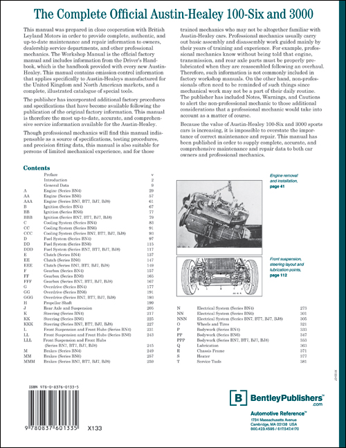 The Complete Official Austin-Healey 100-Six and 3000 back cover