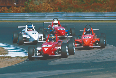 A pack of Formula Dodge RT 2000’s contesting positions at the Sebring 12 Hour Circuit, November 2002.