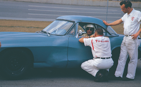 Zora tests a Z06 mule at Daytona International Speedway in 1962.