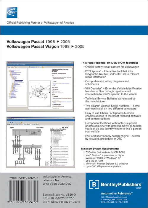  Volkswagen Passat, Passat Wagon: 1998 - 2005 Repair Manual on DVD-ROM back cover