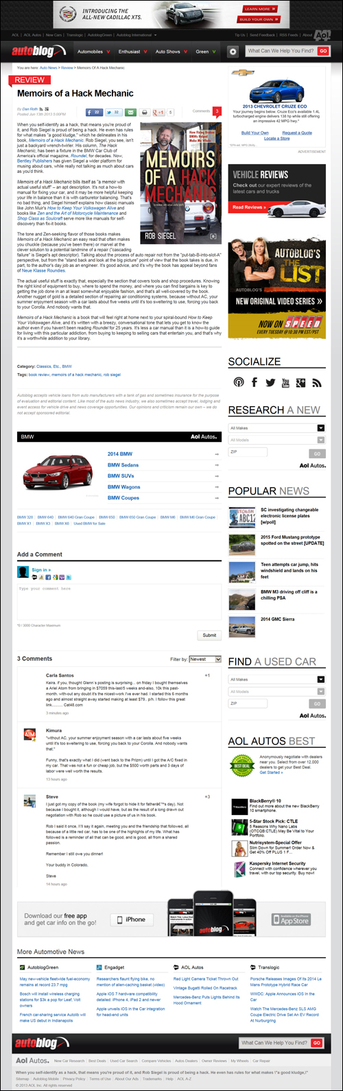 Autoblog.com book review, June 13, 2013