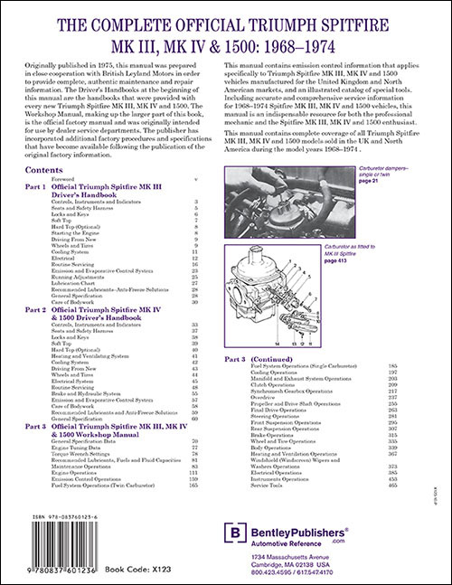The Complete Official Triumph Spitfire MK III, MK IV and 1500: 1968-1974 back cover