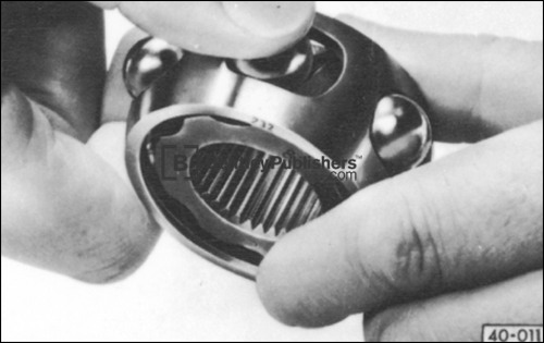 Fig. 3-12. Installing balls in the ball cage.
Transmission and Rear Axle
page 8